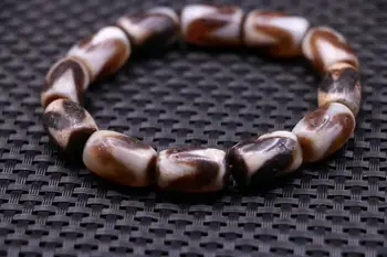 

Magic Power Tibetan Old Agate Double Tiger Tooth dZi Bead BRACELET Amulet D1006a LKbrother Talisman Treasure
