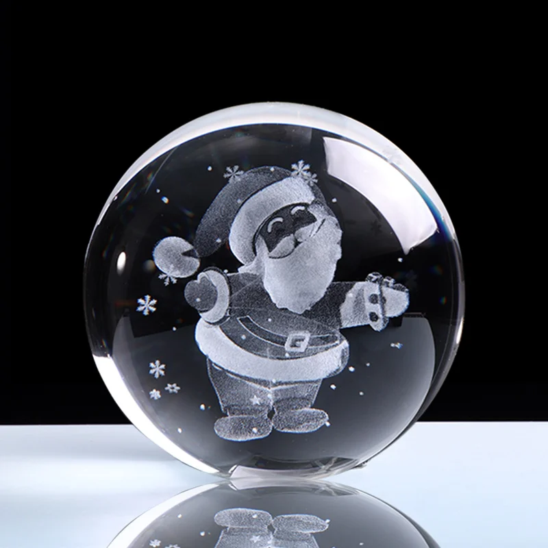 Горячая 60 мм 3D Хрустальный шарообразный стеклянный лазерный гравированный миниатюрный модель «Земля» Сфера Хрустальное ремесло орнамент Глобус украшение дома - Цвет: Santa Clause 60mm