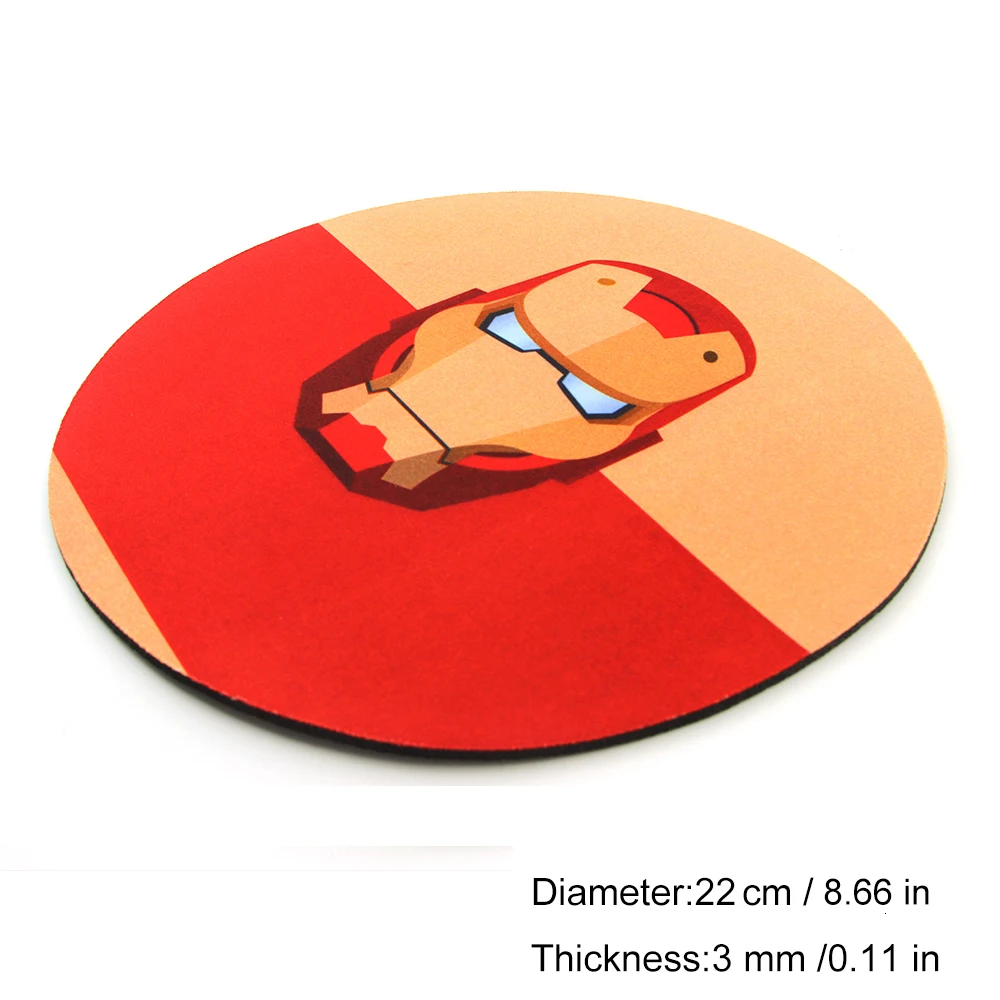 Round Shaped Gaming Mouse Pad Mat For Office Iron Man Captain America Cute Pig Cat Rabbit Penguin Flamingo Smiley Face Mouse Pad