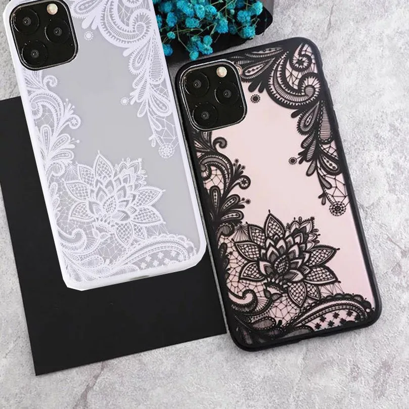 

Sexy Lace Flower Phone Case for Iphone 11 Pro Max PC+TPU Soft Phone Cover Bag Skin