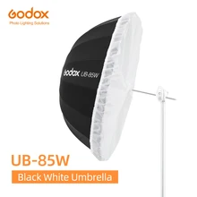 Godox UB-85W 33,5 дюйма 85 см параболический черный белый светоотражающий Зонт студийный светильник Зонт с черным серебристым диффузором Godox UB-85W 33,5 дюйма 85 см параболический черный белый светоотражающий Зонт студийный светильник Зонт с черным серебристым диффузором