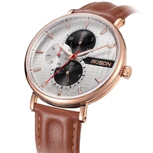 Многофункциональные мужские часы люксовый бренд ROSDN часы мужские 50 м водонепроницаемые из натуральной кожи Япония VD67 кварцевые кинетические часы R3630