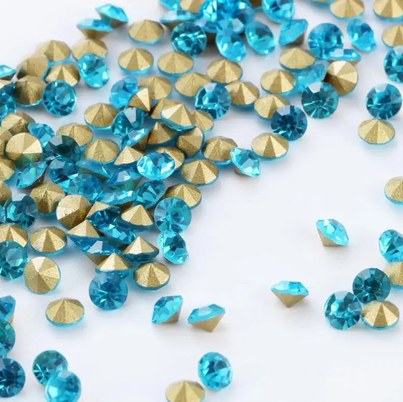 Aquamarine Ss39, ss40 30 цветов блестящие стразы Кристал острый задник шитье стразами или ткань DIY Украшение Кристалл Алмаз камешки для украшения ногтей - Цвет: Aquamarine