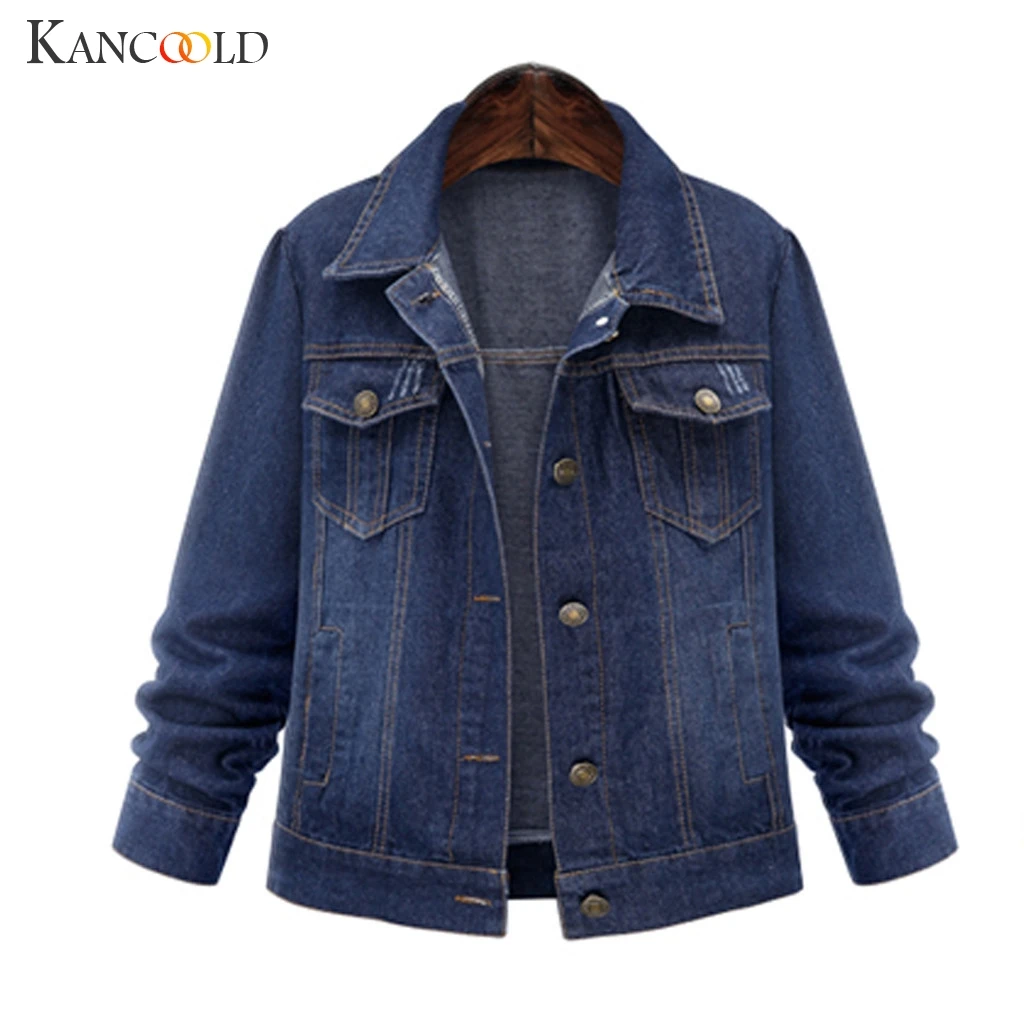 KANCOOLD, Женская длинная Базовая джинсовая куртка большого размера 6XL, тонкая женская джинсовая куртка