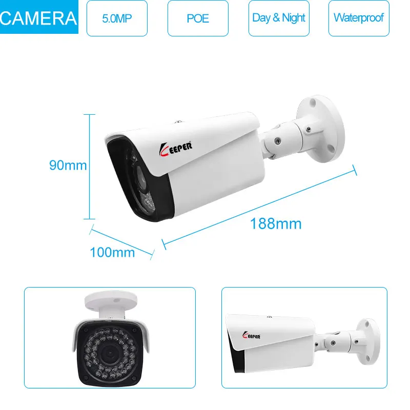 Хранитель H.265 8CH CCTV Системы 5MP POE NVR 4k POE Камера Открытый водонепроницаемый Ночное Видение видеонаблюдения Системы POE NVR Kit Лидер продаж