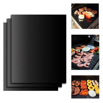

10PCS Extra Thick Heat Resistant BBQ Grill Mat Baking Reusable Non-Stick Barbecue Cooking Grilling Sheet Liner BBQ Tools