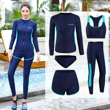 

Girl Swimsuit Windsurfing Swiming Swim Suit Women Plus Size Tankini Bathing Long Sleeve Swimwear Split Pants Bikini Set Surfing