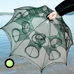 4-20 Hole Umbrella Net Folding Fishnet Lobster Basket Fishing Cage for Fish Feeder Catcher Lobster Shrimp Trap Crab Cage Tool