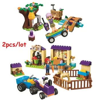 

2pcs/lot Friends Mia’s Foal Stable + Forest Adventure Building Blocks Kit Bricks Classic Girl Model Kids Toys For Children Gift