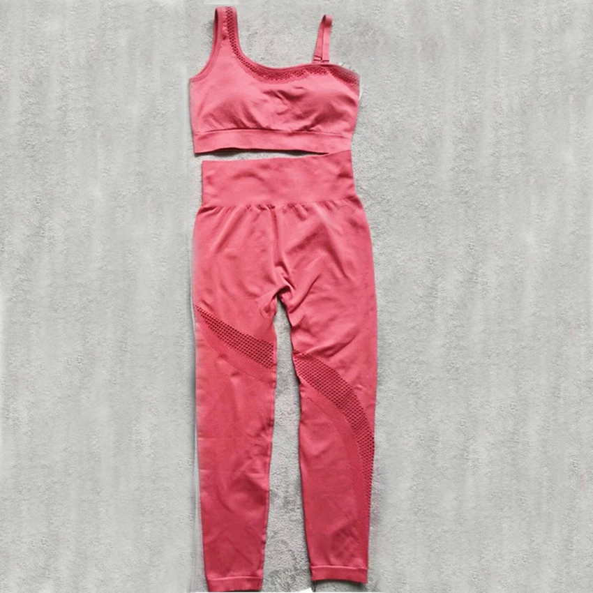 CB1191 red set Толстый бесшовный комплект для йоги, женская одежда для спортзала, спортивная одежда для йоги, леггинсы на одно плечо, спортивный бюстгальтер, 2 шт., тренировочная одежда, спортивный костюм - Цвет: CB1191 red set