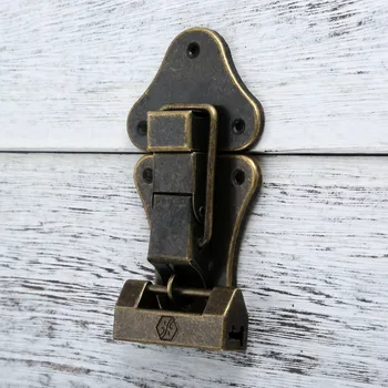 

DRELD Wooden Box Lock Jewelry Box Vase Buckle Metal Box Hasp Decorative Hasp Pattern Carved Antique Vintage Lock Set Bronze Tone