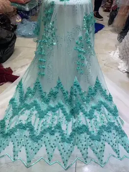 

African Beaded Lace Fabric Embroidered Nigerian Laces Fabric 2020High Quality Purple French Tulle Lace Fabric For Women