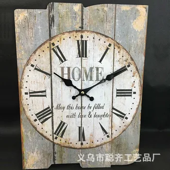 

Retro wall clock wooden nostalgic creative wall clock mute fashion shaped clock wood clock decorative clock
