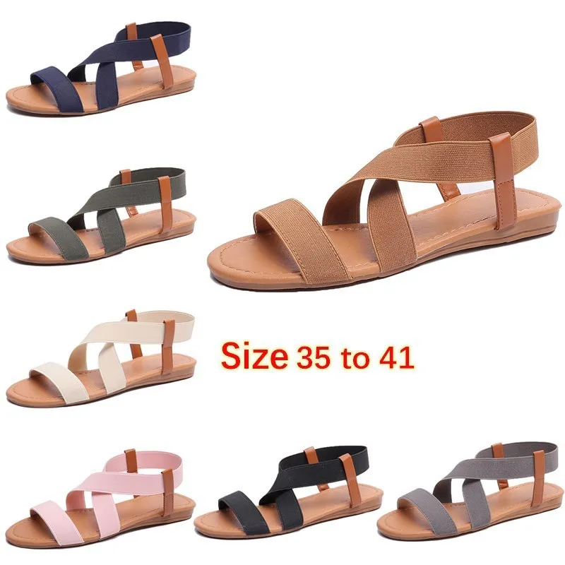 

Comfort Women Flat Shoes Elastic Band Sandals Large Size 40 4