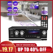 

800W HIFI Bluetooth Power Amplifier Car/Home Theater Digital Power Audio Amplificador for Speaker Treble Bass Control FM USB SD