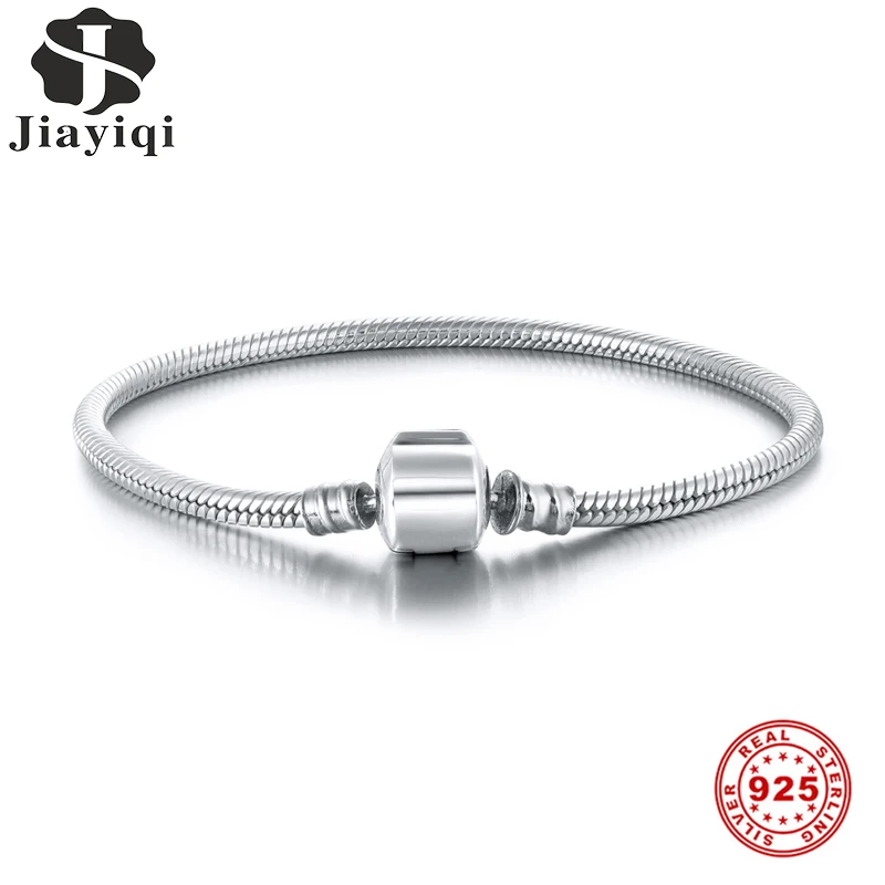 

Jiayiqi S925 Snake Bone Chain Oval Buckle 925 Silver Bracelet Fit Pandora Charms Silver 925 Original DIY 925 Silver Jewelry