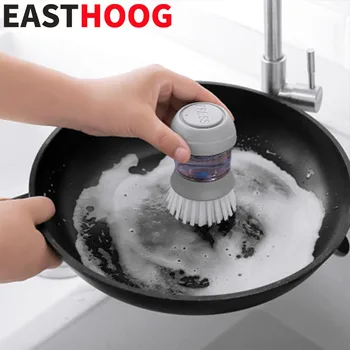 

Kitchen Cleaning Liquid Storage Pressure Hand Held Pot Brush 2 In 1 Cleaning Tools Automatic Liquid Dispenser Kitchen Cleaner