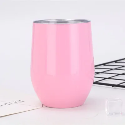 no handle pink 12 унций, кружка для яиц, стакан для вина, чашка для кофе, термос для воды, 18/8, нержавеющая сталь, изолированная, вакуумная, 2 стенки, стекло с/без ручки - Цвет: no handle pink