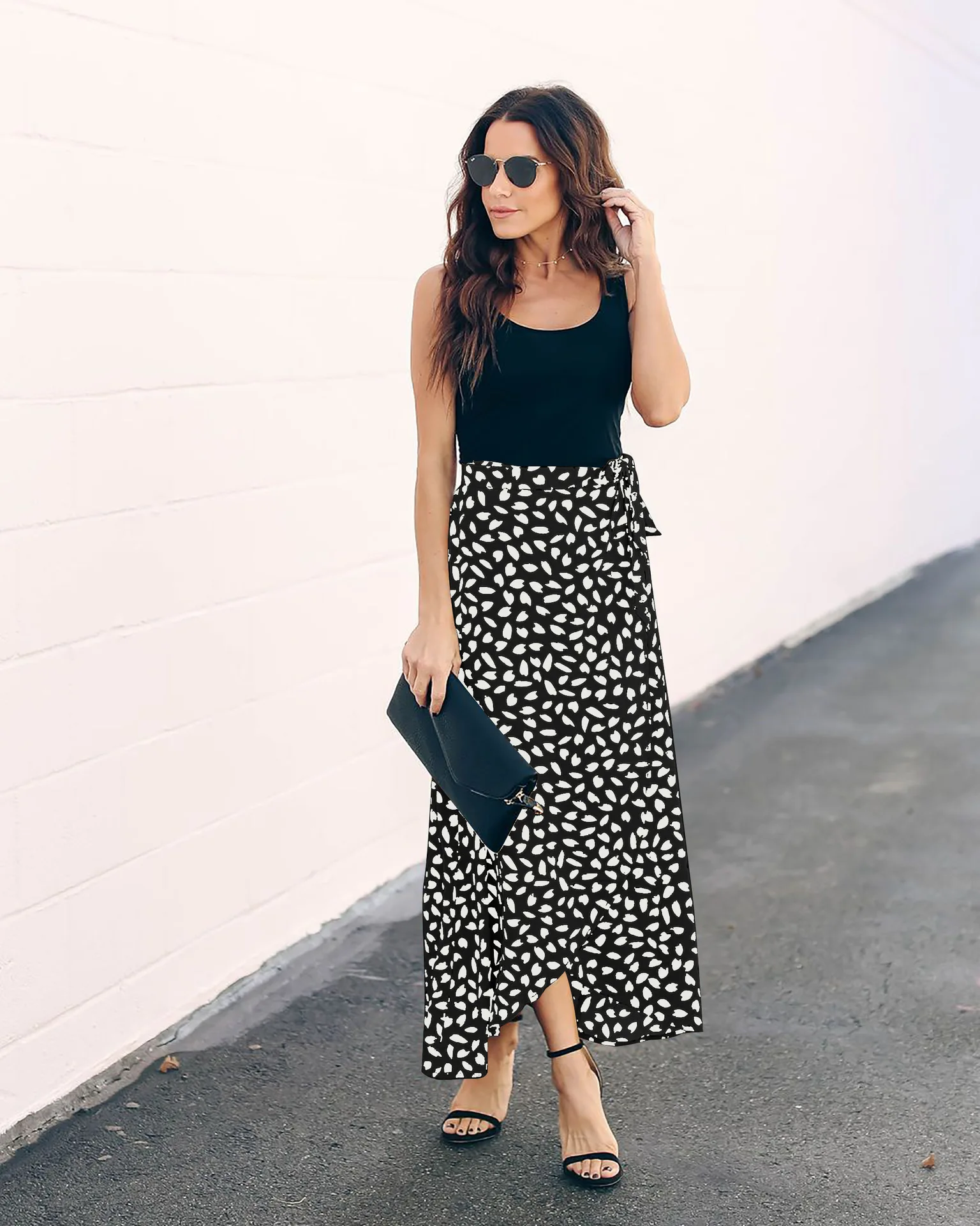 Hot Selling Summer New Products WOMEN'S Dress Polka Dot Printed Slit Long Skirts Skirt 2820