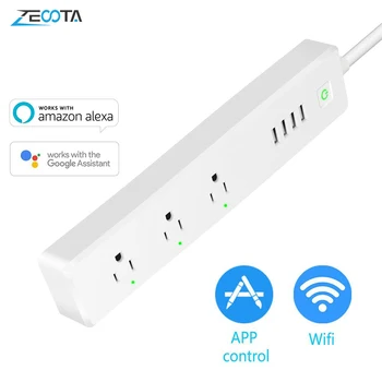 

WiFi Smart Power Strip US Plug Outlet Socket with USB Remote Control Surge Protector work Alexa Google Home Extension Cord