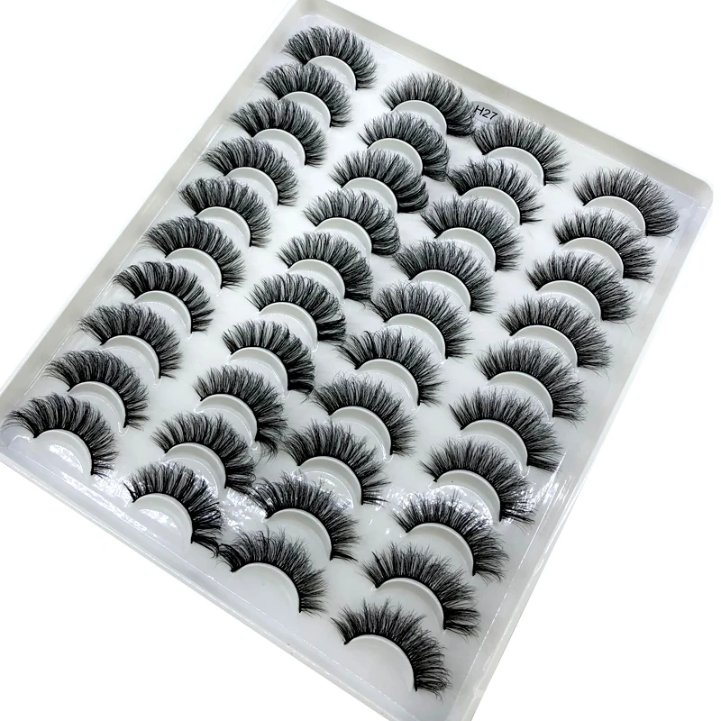 HBZGTLAD New 20 Pairs 3D Soft Mink False Eyelashes Handmade Wispy Fluffy Long Lashes Natural Eye Extension Makeup Kit Cilios