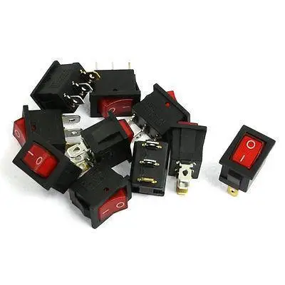 

10 Pcs Red Indicator Light 3 Pin SPST ON OFF Rocker Boat Switch Bpfqx