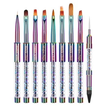 

Nail Ombre Brush Nail Art Painting Pen Brush UV Gel Polish Gradient Color Rhinestone Crystal Acrylic Nail Drawing Pen