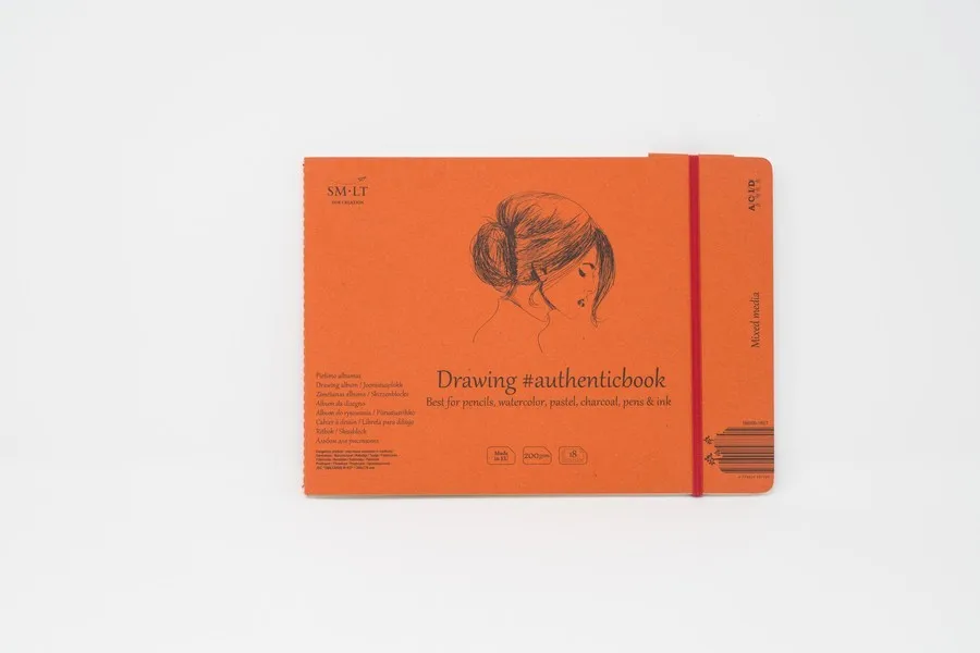 Скетчбук SM LT Mixed media #authenticbook 24 5x18 4 см 18л 200 г/м2 белый сшивка|Бумага для рисования| |