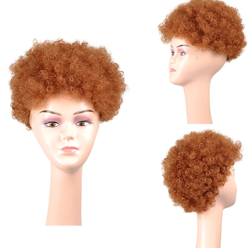Short Afro Kinky Curly Wig Orange Curly Wig With Bangs Short Synthetic Wigs For Black Women Ginger Wig Cosplay Msglamor