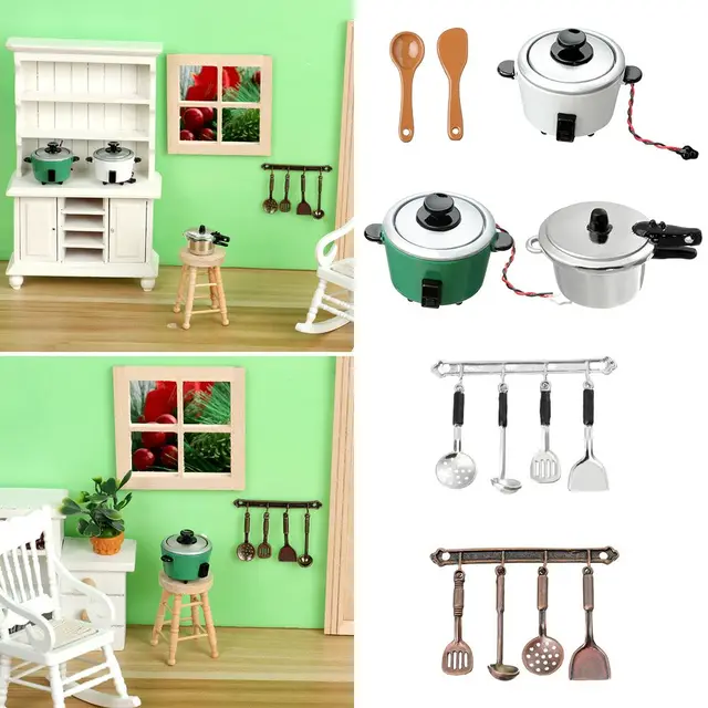 6 Styles Spoon Pot Dollhouse Furniture 1:12 Cookware Doll Accessories Miniature Tableware Mini Cutlery Set Simulation 3