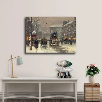 

Winter in Paris Lanscape Canvas Oil Painting Street View of Paris Decrative PosterHome Wall art Decoration Painting