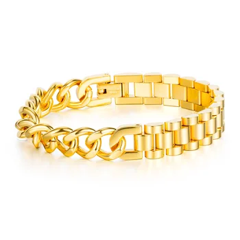 

Fashion Motorcycle WatchBand Style Chain link Bracelet Solid Stainless Steel Bangles for Men Him Jewelry