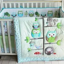 4 шт. хлопок детская кроватка постельные принадлежности одеяло бампер лист пыли рюшами сова детские подарки