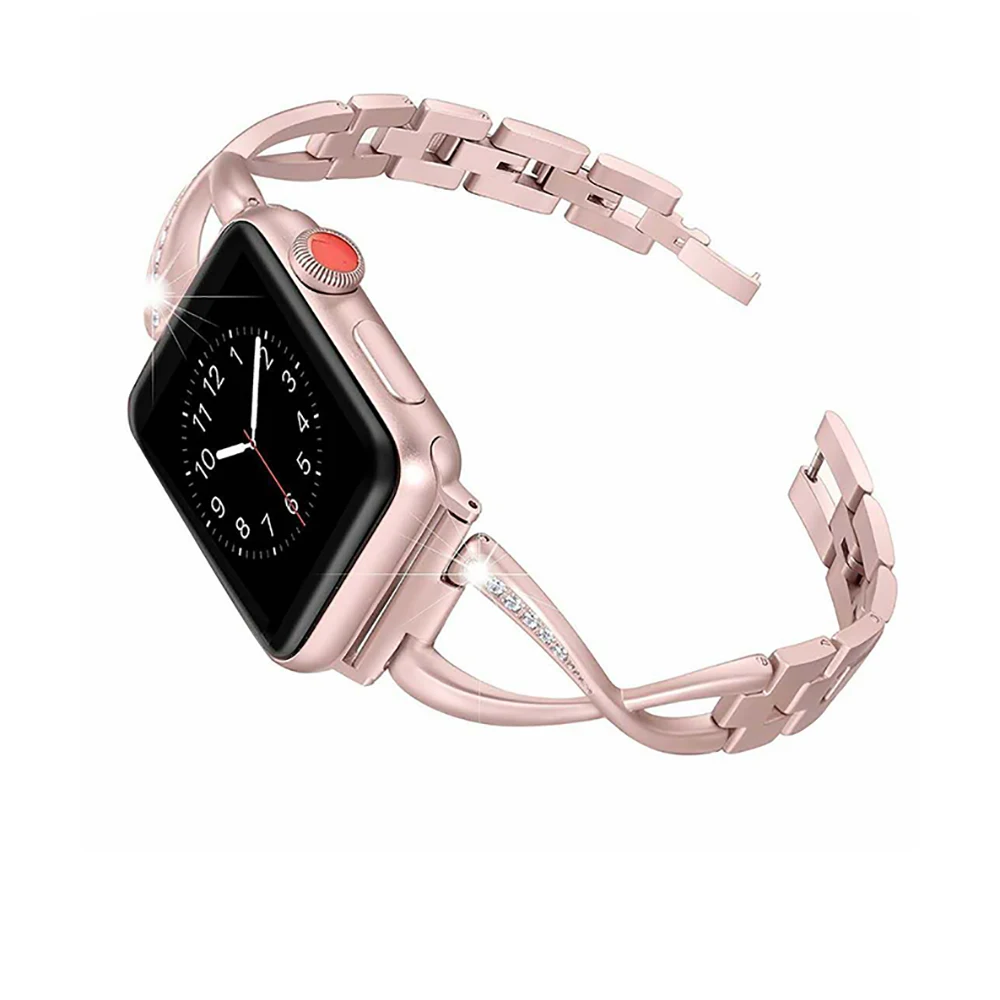 Apple алмазного ремешка 40 мм 44 38 42 Iwatch версия серии iPhone Se / 6 5 4 3 2/1/браслет для часов из нержавеющей стали X ширина
