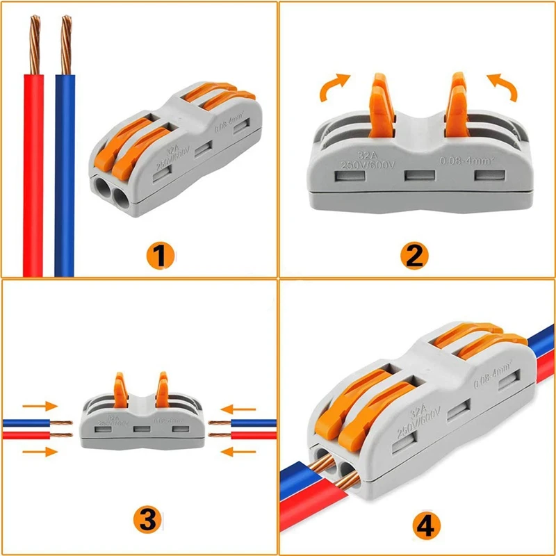 Рычаг-гайка провода разъем, компактный разъем провода, распределительная коробка, классификация разъем для подключения провода(Spl-2, 50 шт