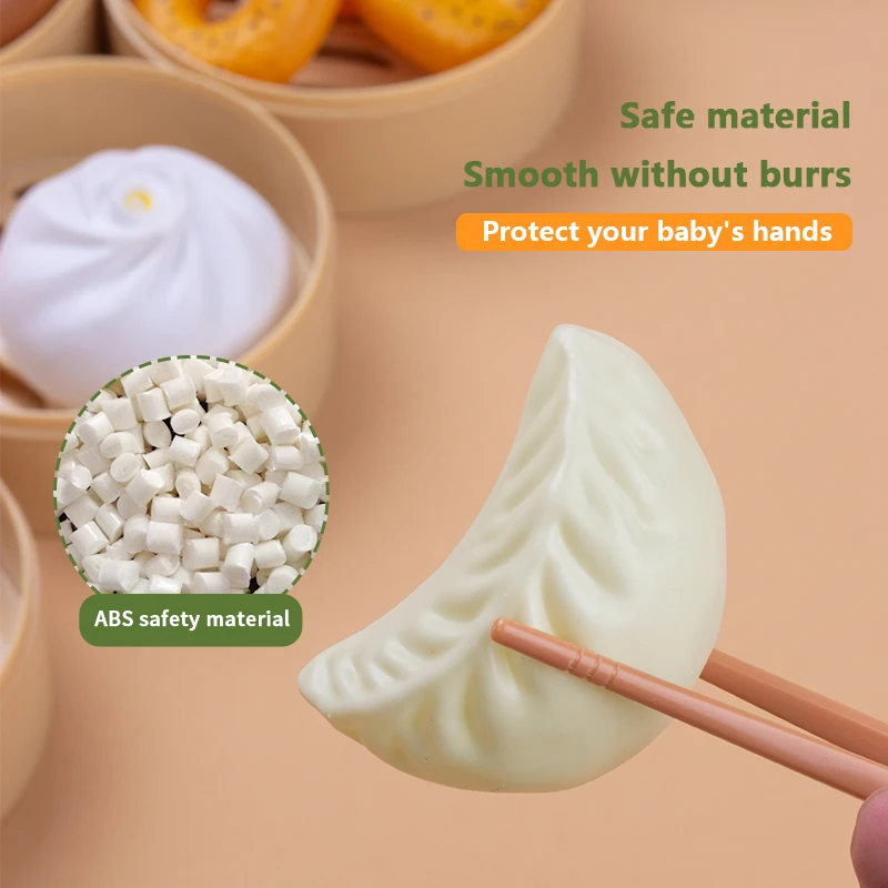 Simulation Breakfast Kids Pretend Play Kitchen Toys Miniature Steamer Buns Dumplings Chinese Food Children Educational Toys