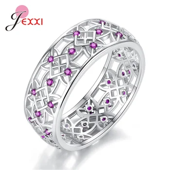 

Cubic Zirconia Ring Hollow Rings 925 Sterling Silver Jewelry Fashion Popular Rhinestone Wedding Rings For Women