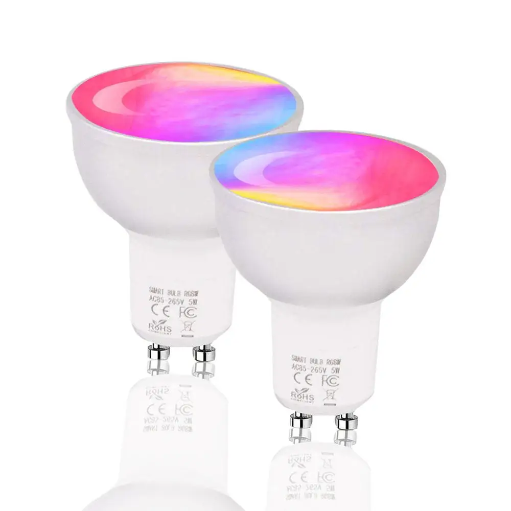 

GU10 WiFi Smart LED Bulb Tuya Smartlife App Remote Control Light RGBW Dimmable 5W Work with Alexa Google IFTTT 2 pcs