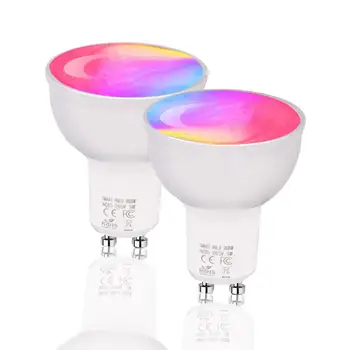

GU10 WiFi Smart LED Bulb Tuya Smartlife App Remote Control Light RGBW Dimmable 5W Work with Alexa Google IFTTT 2 pcs