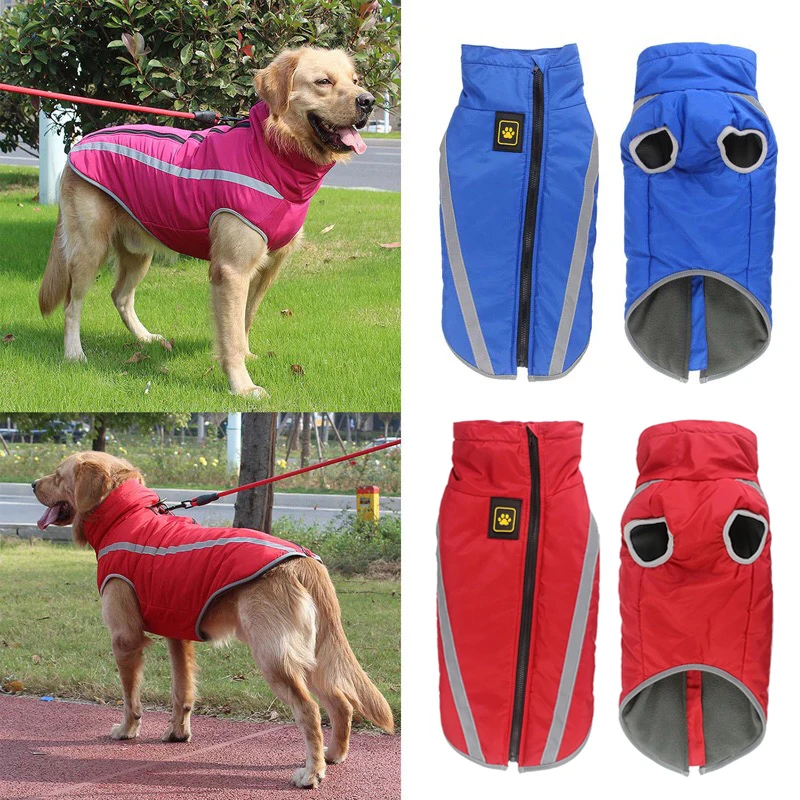 Водонепроницаемые Большие куртки для собак, зимняя теплая одежда для собак средних и больших размеров, светоотражающая одежда для французского бульдога и Мопса