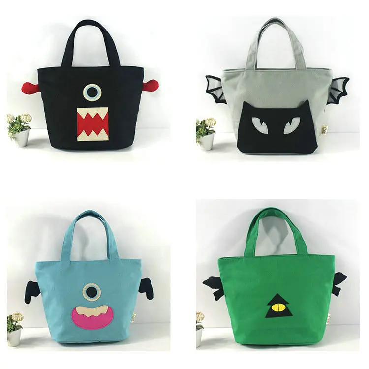 

Handbag WOMEN'S Bag Origional Personalized & Creative Canvas Small Monster Students Large Size Lunch Box Bag