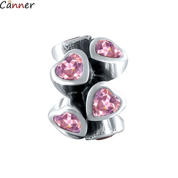 

Canner S925 Sterling Silver Beads Diy Beaded Jewelry Fit Original Pandora Charms Bracelet Love Zircon Bead Gift C4