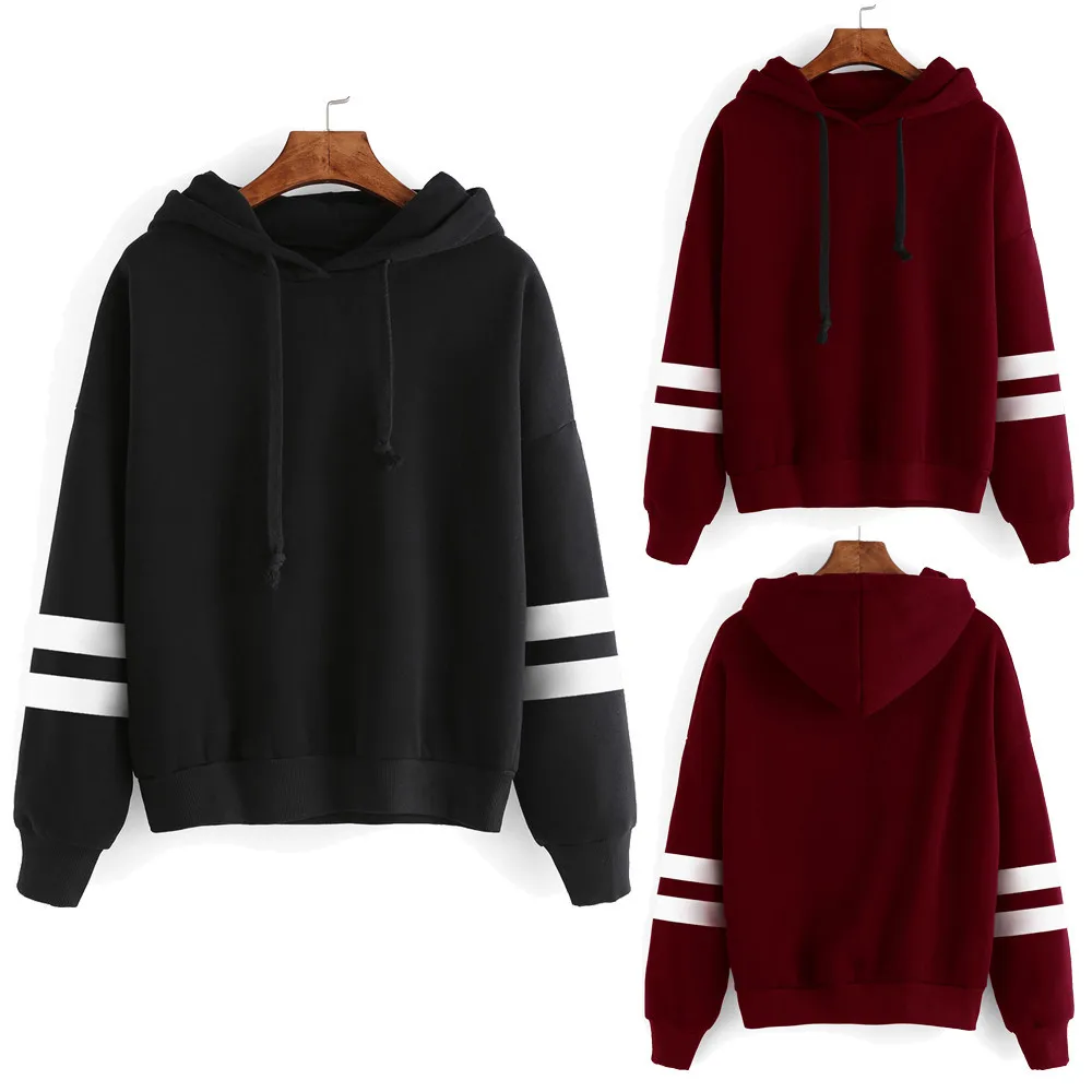 women hoodies sweatshirts Pocket Patchwork Pullover Strappy Hoodie NEW Outerwear Pullover Jumper Sweatshirt Hoodies Tops