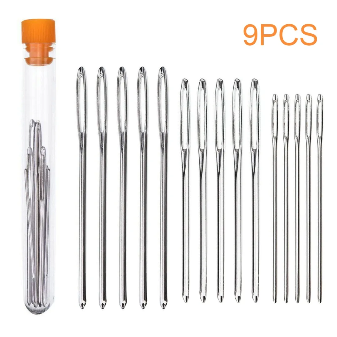 9pcs Blunt Needles Embroidery Cross Stitch Needles Steel Largeeye Yarn