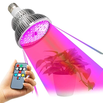 

E27 Full Spectrum Remote Control Led Plant Growth Lamp 50W High Power Sunlight Timing Function Phyto Lamp for Garden Flower Vege