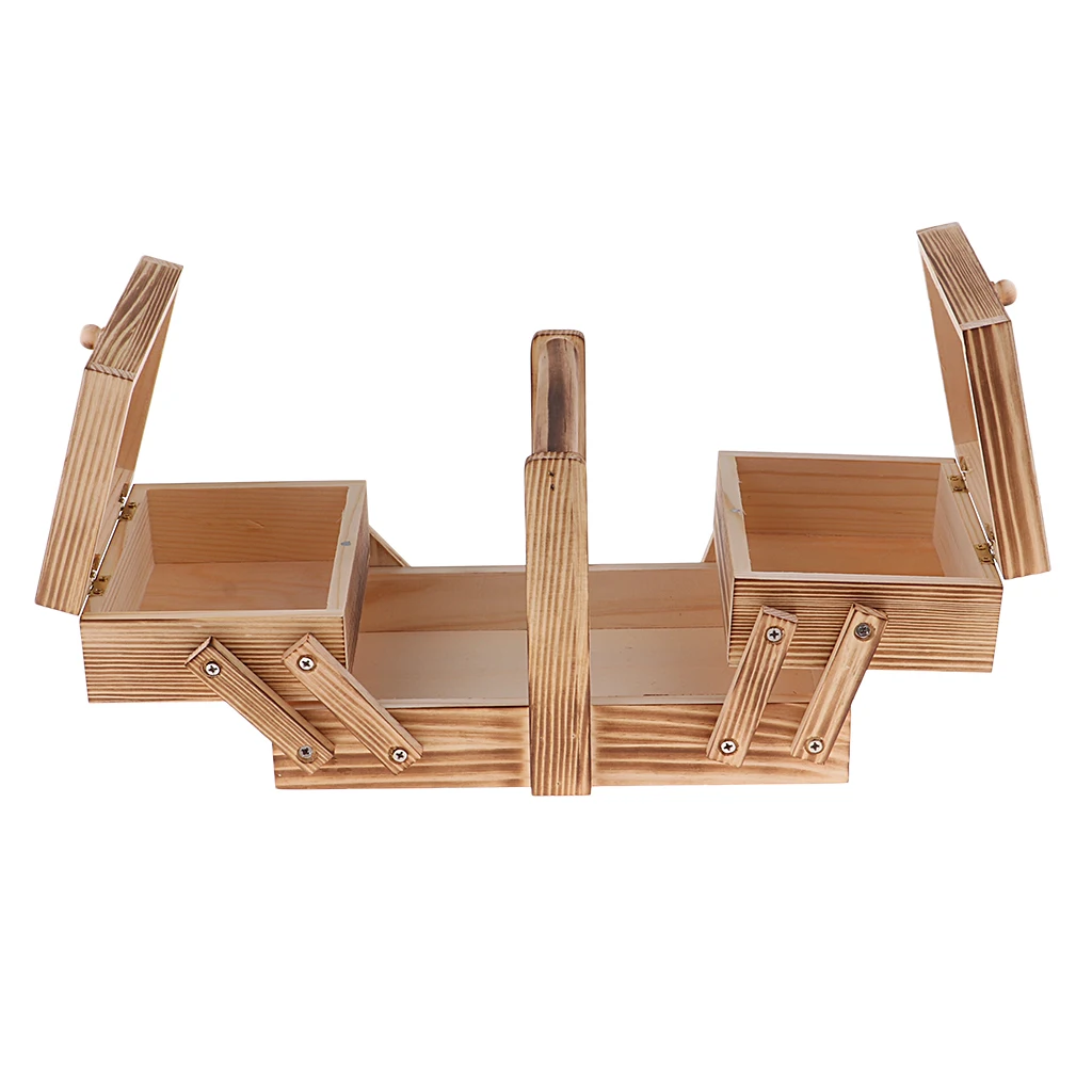 3 Drawer Wooden Cantilever Sewing Box Case for Woman Jewelry Necklace Holder