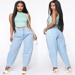 Exclusivo para cross border 2020 europeu e americano novas calças de brim femininas amazon desejo ampla perna jeans para mulher