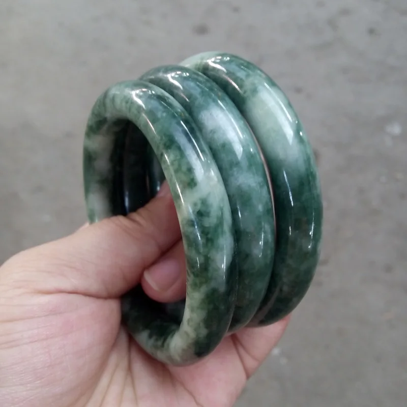 Natural A Grade Dark Green Round Jade Bangle Women Fine Jewelry