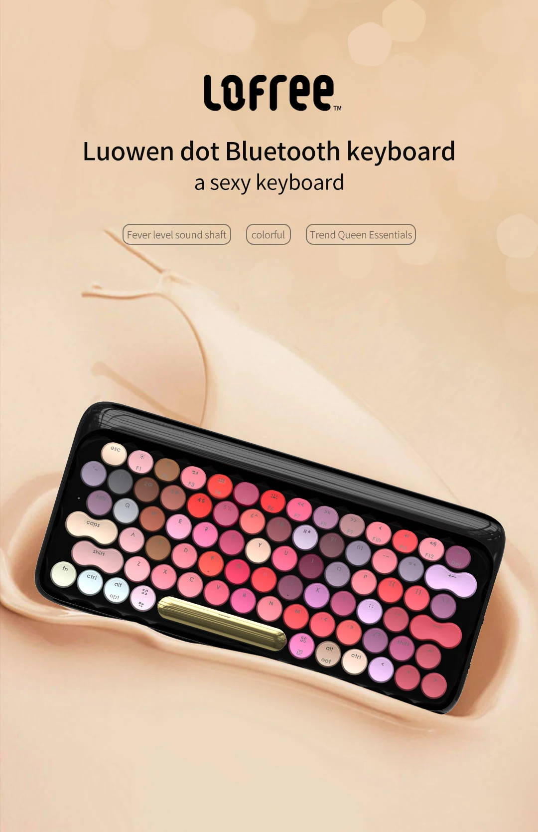 Xiaomi Lofree Беспроводной Bluetooth механическая клавиатура цветение версия очаровательный красочный губная помада игровая клавиатура с светодиодный Подсветка