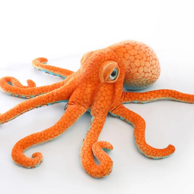 55/80cm Stuffed Orange Aquatic Animal Plush Toy Simulated Big Eyes Octopus Doll Lifelike Decorate For Home Office Present